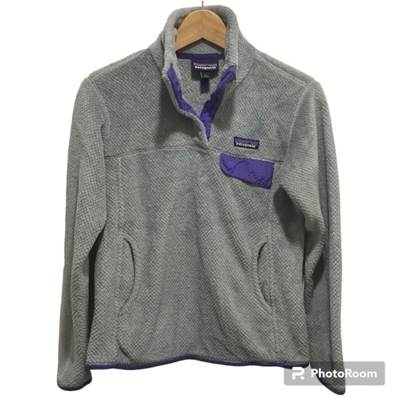 PATAGONIA Women's Retool Grey and Purple Sweatshirt Small Bin L - Picture 1 of 6